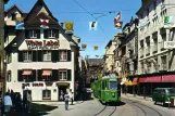 Postkort: Basel sporvognslinje 16 med motorvogn 451 på Gerbergasse (1970)