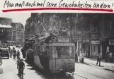 Postkort: Berlin sporvognslinje 74 med motorvogn 5991 på Friedrichstraße (1948)