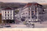 Postkort: Biel/Bienne sporvognslinje 1 med motorvogn 4 på Place Guisan (1903)