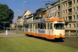 Postkort: Braunschweig sporvognslinje 6 med ledvogn 6267 på Lessingplatz (1988)