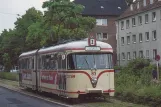 Postkort: Bremerhaven sporvognslinje 2 med ledvogn 83 på Friedrich-Ebert-Straße (1982)
