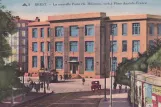 Postkort: Brest sporvognslinje 1 på Place Anatole-France (1910)