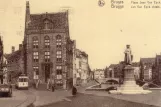 Postkort: Brugge sporvognslinje 4 på Jan Van Eyck plaats (1900)