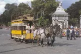 Postkort: Bruxelles Tourist Tramway med hestesporvogn 7 på Place des Palais/Paleizenplein (1985)