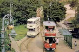 Postkort: Crich museumslinje med dobbeltdækker-motorvogn 510 ved Wakebridge (1970)