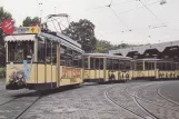 Postkort: Darmstadt museumsvogn 17 foran remisen Böllenfalltor (1987)