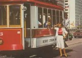 Postkort: Detroit Citizens Railway med motorvogn 6 på Washington Boulevard (1976)
