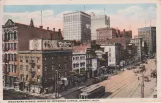 Postkort: Detroit i krydset Woodward Avenue, North of Jefferson Avenue (1928)