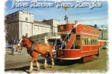 Postkort: Douglas, Isle of Man Horse Drawn Trams med hestesporvogn 18 på Promenade (1980)