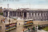 Postkort: Dublin sporvognslinje 5 foran Bank of Irland (1900)