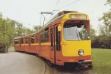 Postkort: Duisburg sporvognslinje 904 med ledvogn 1086 nær Laar (1975)