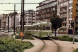 Postkort: Düsseldorf sporvognslinje 16 med motorvogn 2109 nær Hauptbahnhof (1988)