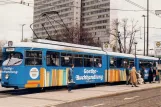 Postkort: Düsseldorf sporvognslinje 702 med ledvogn 2664 ved Jan-Wellem-Platz (1986)