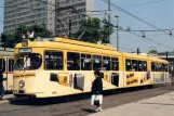 Postkort: Düsseldorf sporvognslinje 710 med ledvogn 2863 ved Jan-Wellem-Platz (1986)