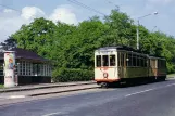 Postkort: Düsseldorf sporvognslinje V med motorvogn 107 nær Hilden (1961)
