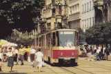 Postkort: Erfurt sporvognslinje 1 med ledvogn 492 på Anger (1984)