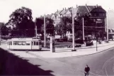 Postkort: Freiburg im Breisgau sporvognslinje 4 ved Komturplatz (1956-1962)