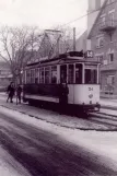 Postkort: Freiburg im Breisgau sporvognslinje 5 med motorvogn 54 på Urbanstraße (1961)