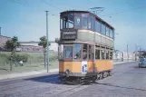 Postkort: Glasgow sporvognslinje 9 med dobbeltdækker-motorvogn 1107 nær Clydebank (1960)