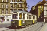 Postkort: Graz ekstralinje 14 med motorvogn 217 ved Hauptbrücke (1987)