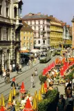 Postkort: Graz ekstralinje 3 med ledvogn 275 på Hauptplatz (1980)