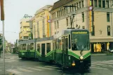 Postkort: Graz ekstralinje 3 med ledvogn 601 i krydset Bahnhofgürtel/Annenstraße (1999)