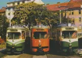 Postkort: Graz ledvogn 282 foran Steyrergasse  Remise 1 (1989)