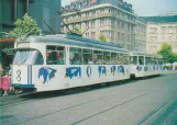 Postkort: Hannover sporvognslinje 6 med motorvogn 413 ved Hauptbahnhof (1981)