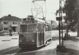 Postkort: Helsingborg sporvognslinje 1 med motorvogn 46 ved Johan Banérs gata (1964)