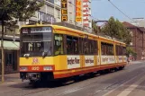 Postkort: Karlsruhe regionallinje S4 med ledvogn 820 (450 004-7) nær Marktplatz (1994)