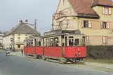 Postkort: Klagenfurt sporvognslinje A med motorvogn 8 på St. Veiter Straße (1959)
