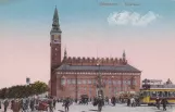 Postkort: København Hovedlinie med motorvogn 397 ved Rådhuspladsen (1917)