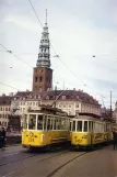 Postkort: København sporvognslinje 1 med motorvogn 234 på Vindebrogade (1965)