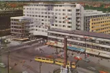 Postkort: København sporvognslinje 1 på Vesterbros Passage (1956)