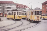 Postkort: København sporvognslinje 11 med motorvogn 327 ved Mozarts Plads (1956-1958)