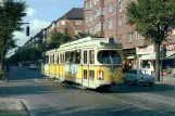 Postkort: København sporvognslinje 14 med ledvogn 808 på Peter Bangs Vej (1965)