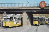 Postkort: København sporvognslinje 16 med ledvogn 879 ved Nørrebro Station (1969)