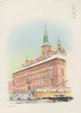 Postkort: København sporvognslinje 2 på Rådhuspladsen (1960)