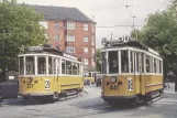 Postkort: København sporvognslinje 20 med motorvogn 317 ved Toftegårds Plads (1957)