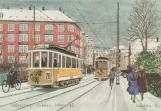 Postkort: København sporvognslinje 26 med motorvogn 919 nær Hellerup (1944-1945)