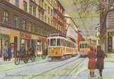 Postkort: København sporvognslinje 3 med motorvogn 99 på Blaagaardsgade (1939)