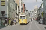 Postkort: København sporvognslinje 5 med ledvogn 900 på Rådhusstræde (1968)