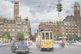 Postkort: København sporvognslinje 6 med motorvogn 266 på Rådhuspladsen (1959-1961)