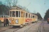 Postkort: København sporvognslinje 6 med motorvogn 587 ved Vibenshus Runddel (1969)