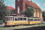 Postkort: København sporvognslinje 9 med motorvogn 437 på Jagtvej (1965)