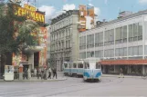 Postkort: København turistlinje T med motorvogn 705 på Axeltorv , Axeltorv (1960)