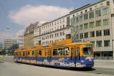 Postkort: Linz sporvognslinje 1 med ledvogn 68 på Donaubrücke (1997)
