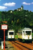Postkort: Linz sporvognslinje 50 med motorvogn XVII ved Schableder (1998)