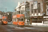 Postkort: London sporvognslinje 68 nær Greenwich Church (1949)