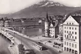 Postkort: Luzern sporvognslinje 1 nær Seebrücke (1955)